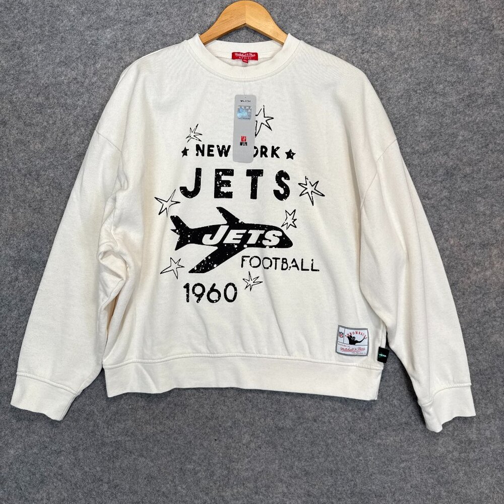 Mitchell & Ness New York Jets Throwbacks Logo‎ Sweatshirt Womens XL 60s NEW NWT